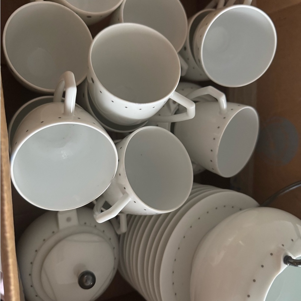 Bernardaud White and Gray Polka Dot Mug Set